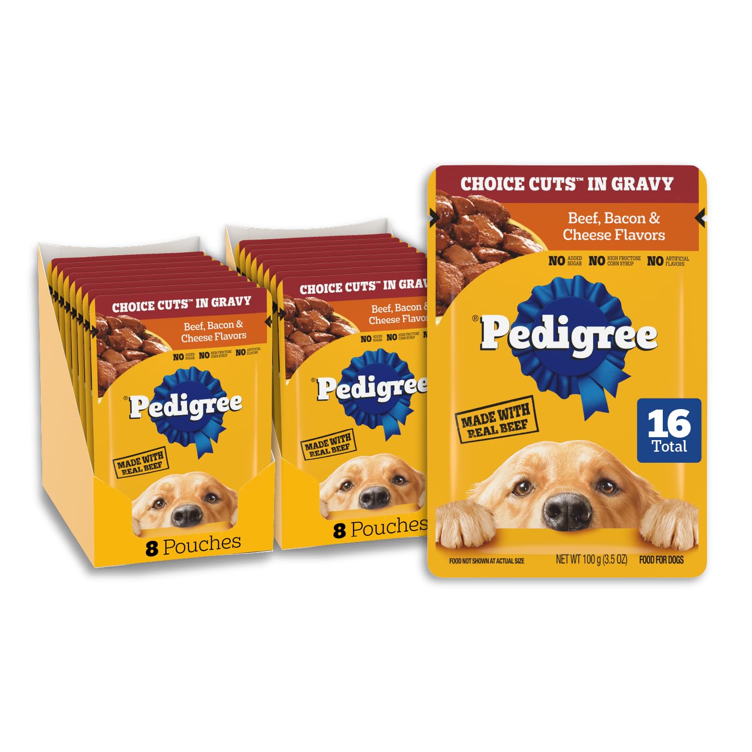 Pedigree Choice Cuts Wet Dog Food Pouch, Protein Variety, 3.5 oz, 30 Count