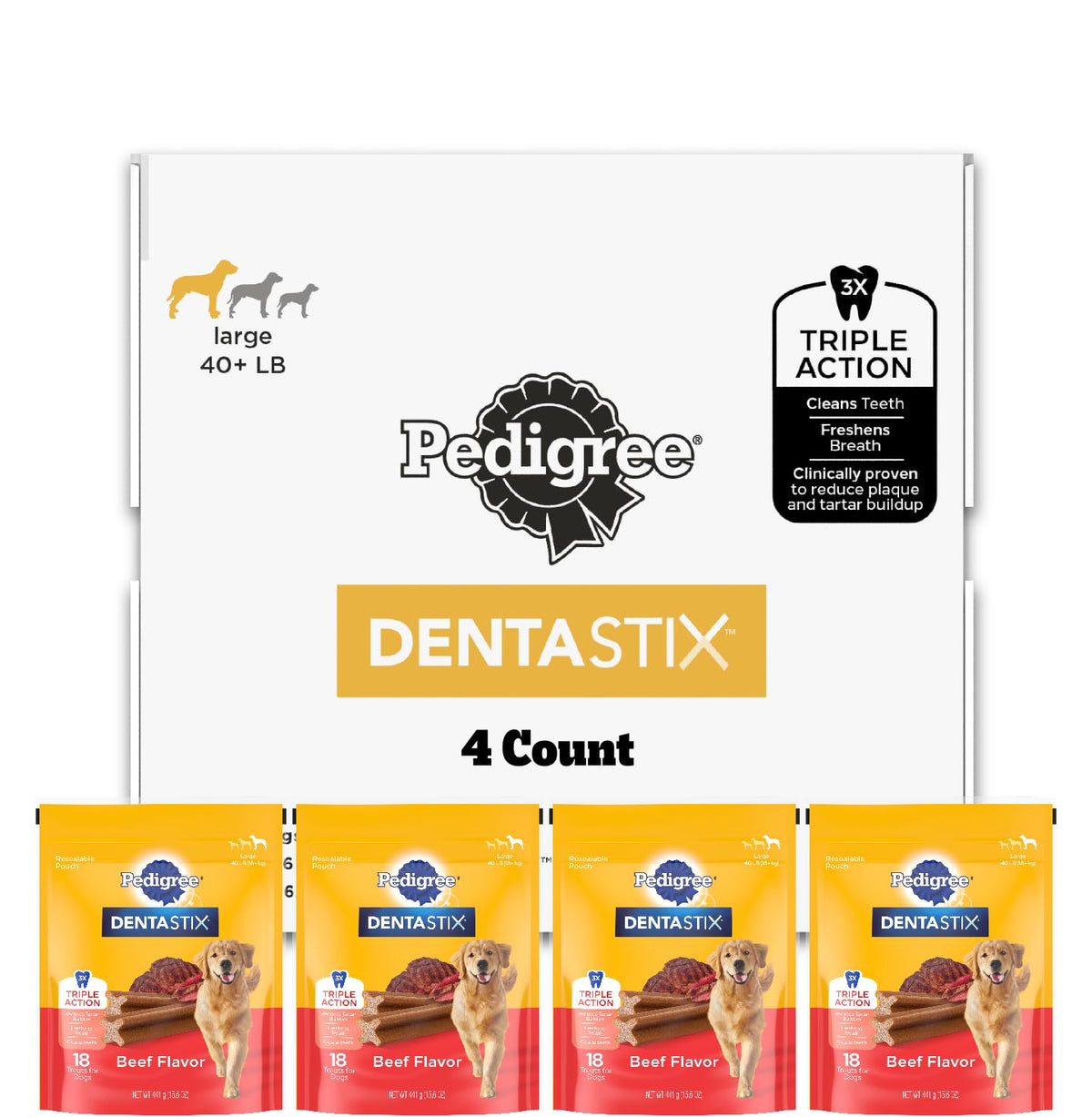 Pedigree Dentastix Large Breed Dental Dog Treats, Fresh, 36 Count