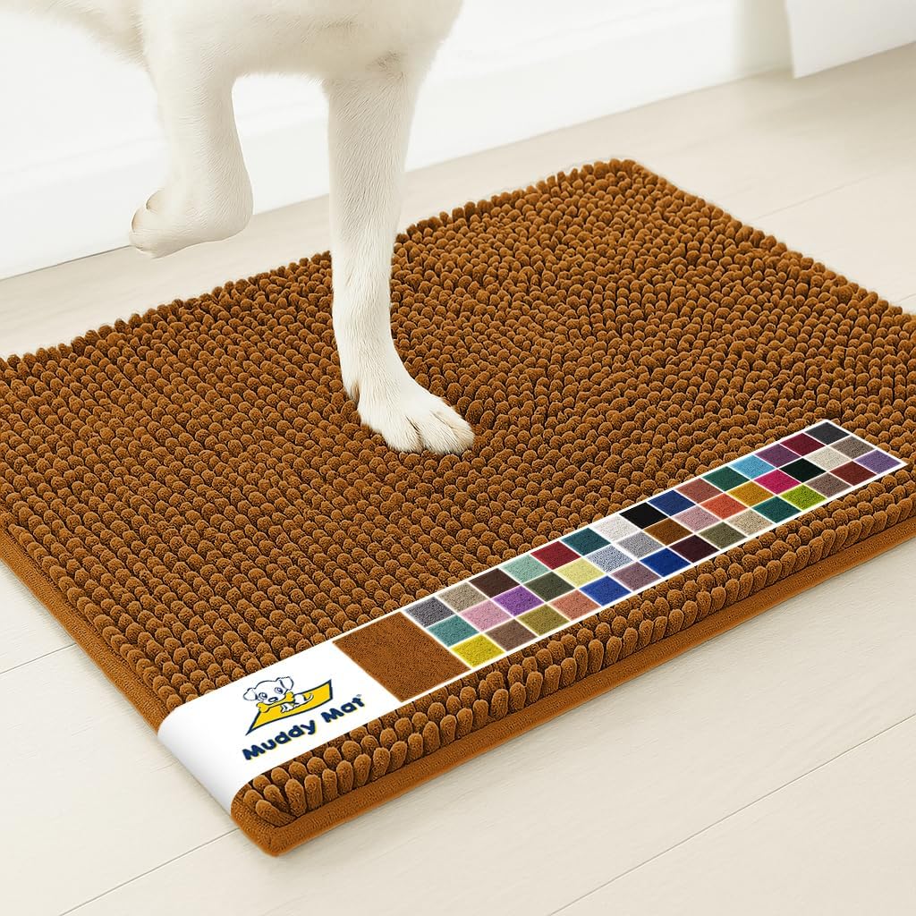 Muddy Mat® | Super Water Absorbent Door Mat Indoor, Microfiber Quick Dry Chenille Entryway Rug, Slip Resistant Front Door Mat, Indoor Mats for Entryway, Machine Washable Pet Rug, Grey 30"x19"