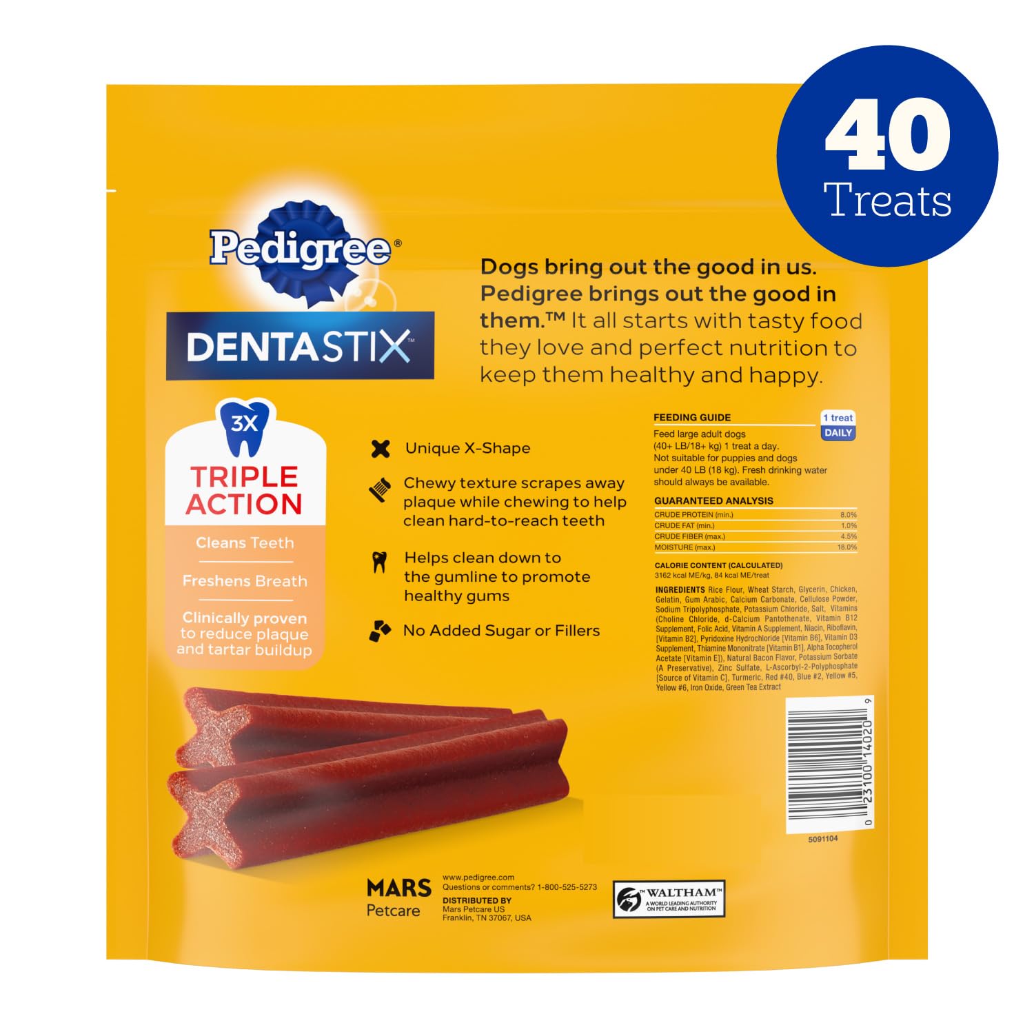 Pedigree Dentastix Large Breed Dental Dog Treats, Fresh, 36 Count