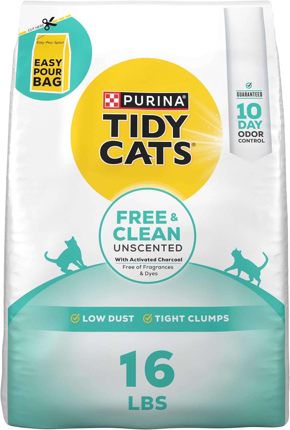 Purina Tidy Cats Free and Clean Unscented Clumping Cat Litter, 38 lb Box