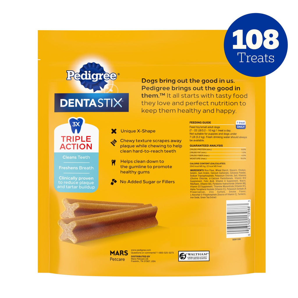 Pedigree Dentastix Small & Toy Breed Dental Dog Treats, Fresh, 102 Count