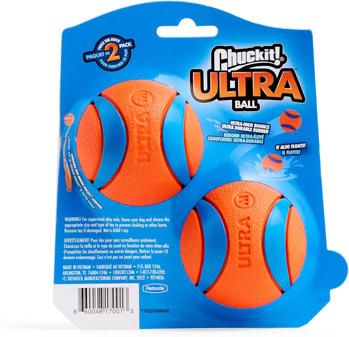 Chuckit! Ultra Ball Dog Toy, Durable Rubber, Medium 2.5-in, 2 Pack