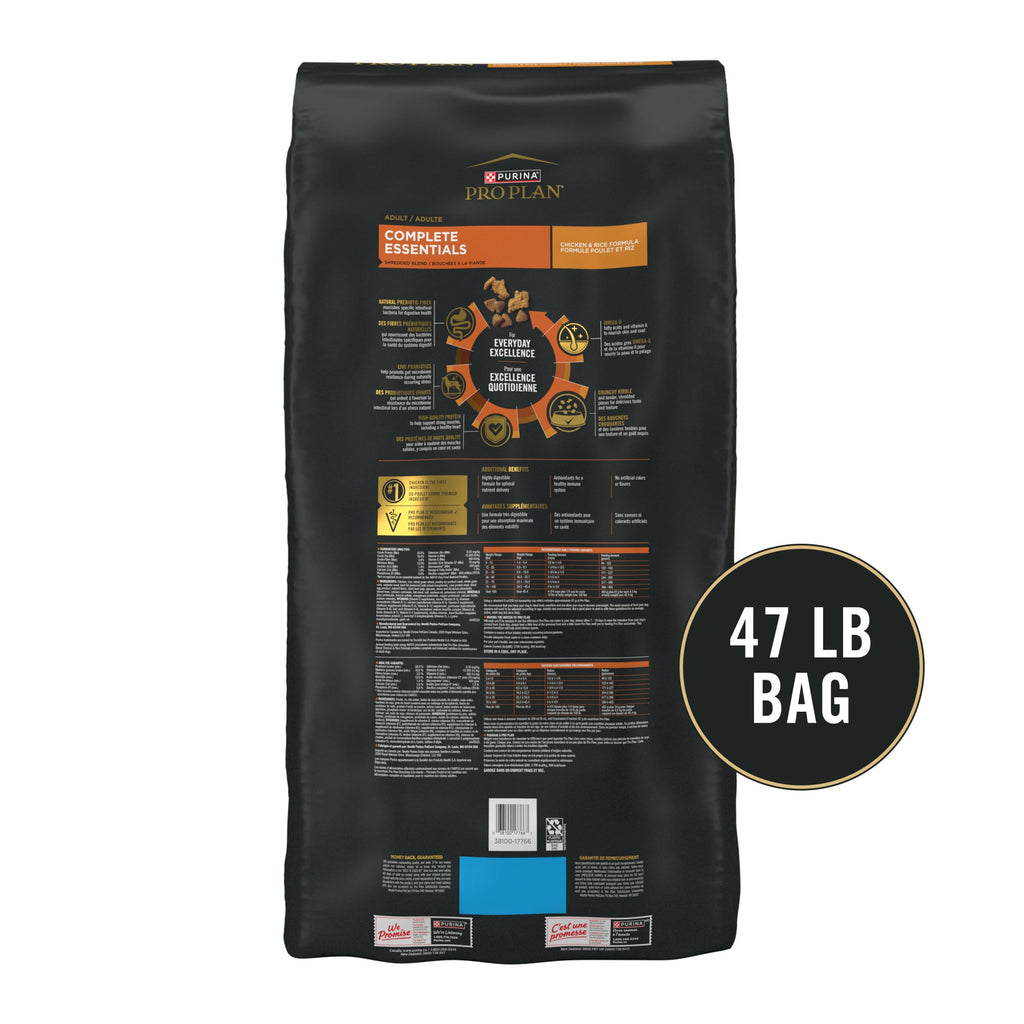 Purina Pro Plan Complete Essentials Chicken & Rice Dry Dog Food, 35 lb Bag