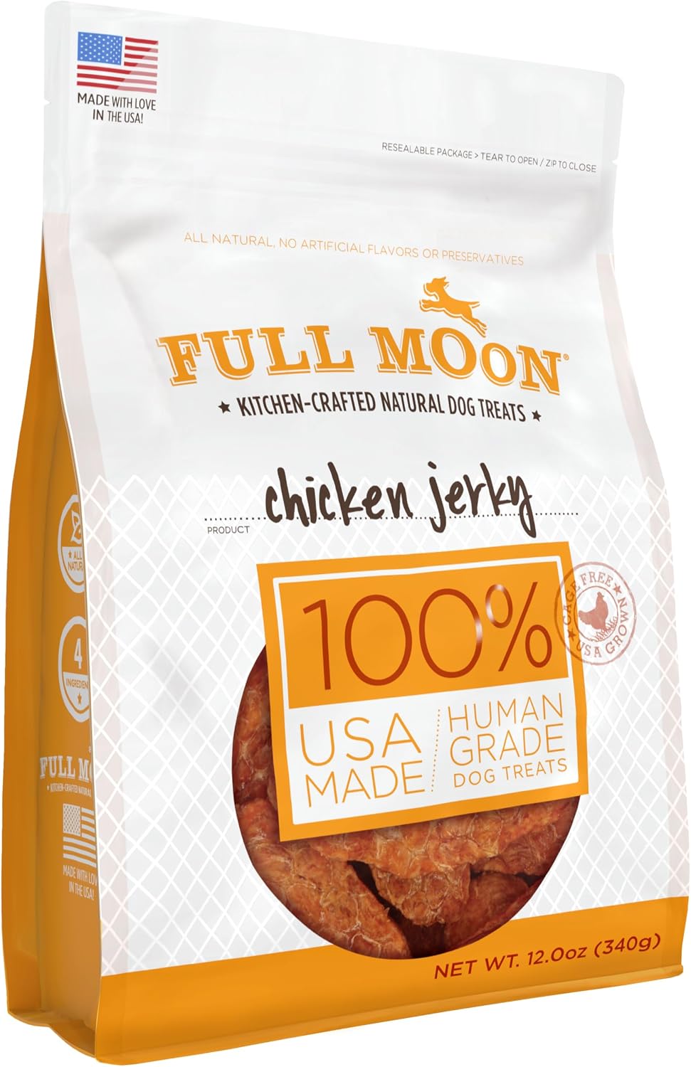 Full Moon Beef Jerky Healthy All Natural Dog Treats Human Grade Made in USA Grain Free 11 oz (Pack of 4)