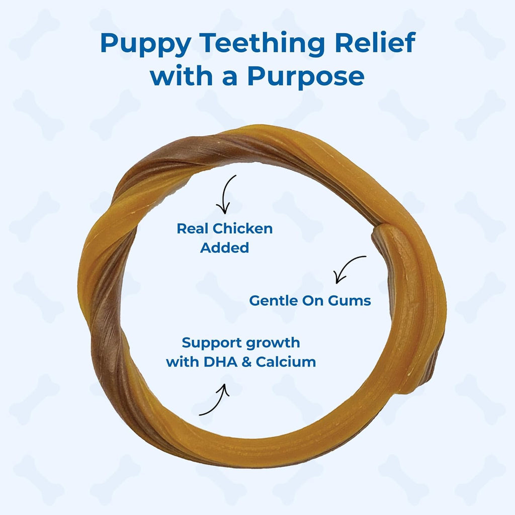 N-Bone Puppy Teething Rings, Chicken Flavor, Natural Puppy Teething Chews & Chew Treats, Helps Soothe Teething Gums, Calcium Enriched, 6 Rings