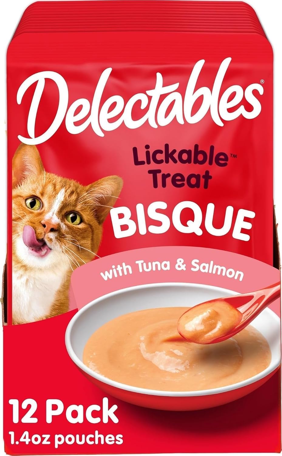 Delectables Lickable Treat Bisque Wet Cat Treat Variety Pack, Food Topper, Hydrating, Grain-Free, No Fillers, No By-Products, No Added Preservatives, 1.4oz Pouch, 30ct