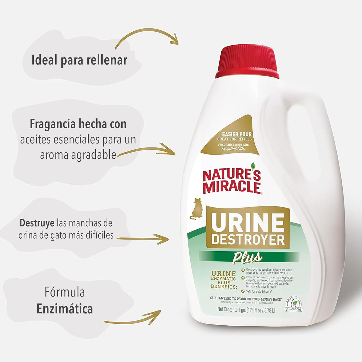 Nature's Miracle Cat Urine Destroyer Plus, Enzymatic Cleaner, 32 oz