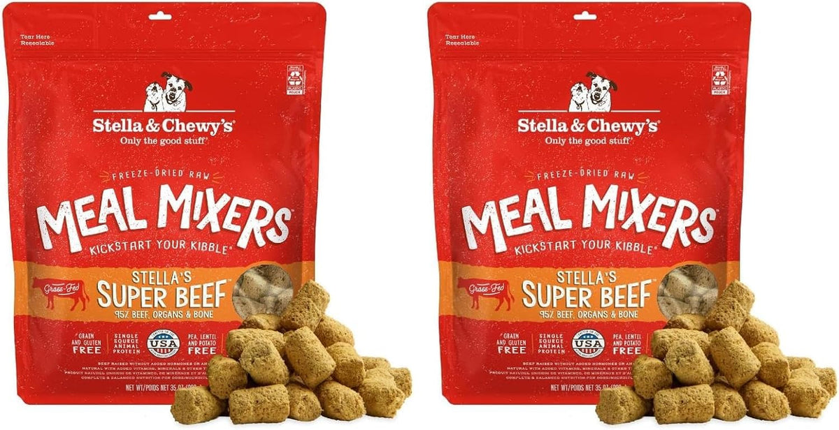 Stella & Chewy's Freeze-Dried Raw Beef Meal Mixers- Dog Food Topper and Mixer - Made with 95% Grass-Fed Beef, Organs & Bone - Perfect for Picky Eaters - Grain-Free - 7 oz