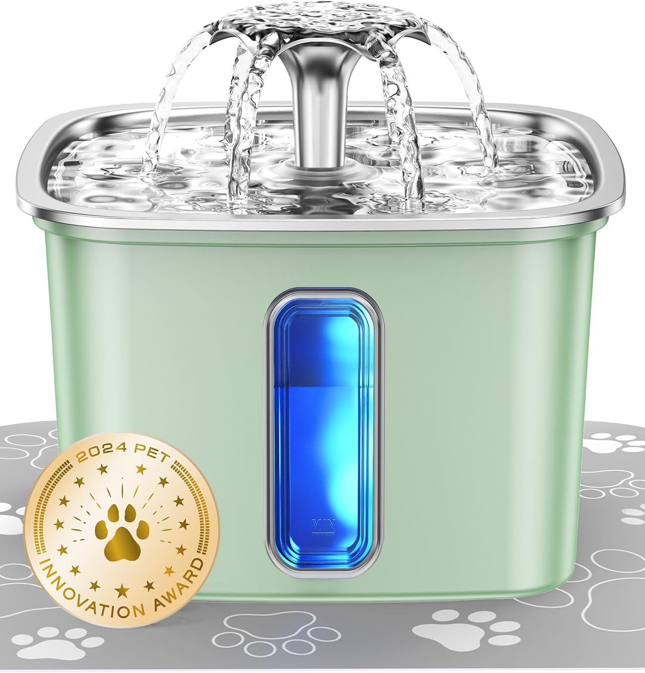 Veken Innovation Award Winner Stainless Steel Cat Water Fountain, 108oz