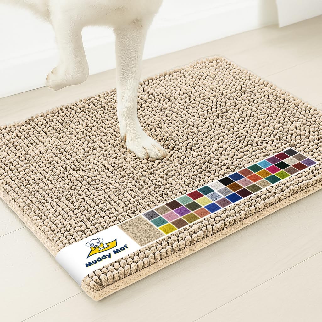 Muddy Mat® | Super Water Absorbent Door Mat Indoor, Microfiber Quick Dry Chenille Entryway Rug, Slip Resistant Front Door Mat, Indoor Mats for Entryway, Machine Washable Pet Rug, Grey 30"x19"