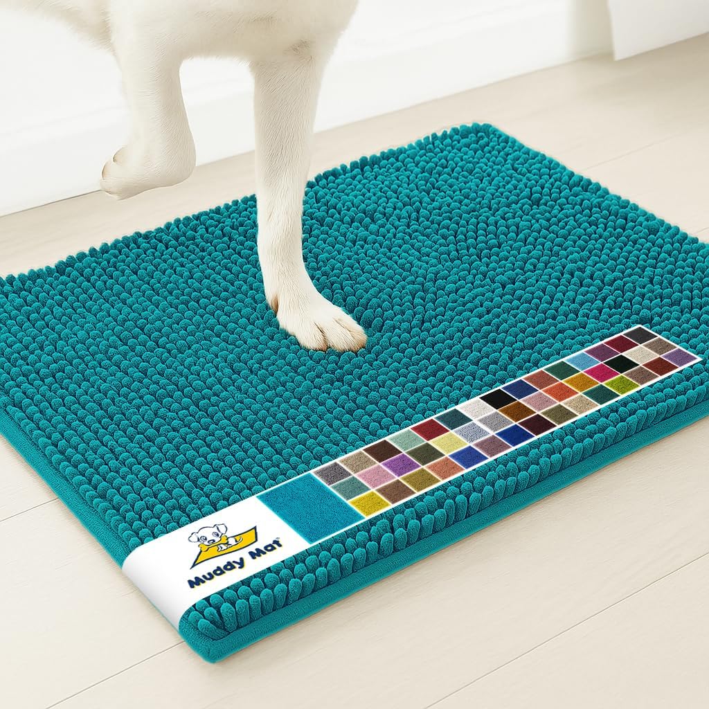 Muddy Mat® | Super Water Absorbent Door Mat Indoor, Microfiber Quick Dry Chenille Entryway Rug, Slip Resistant Front Door Mat, Indoor Mats for Entryway, Machine Washable Pet Rug, Grey 30"x19"