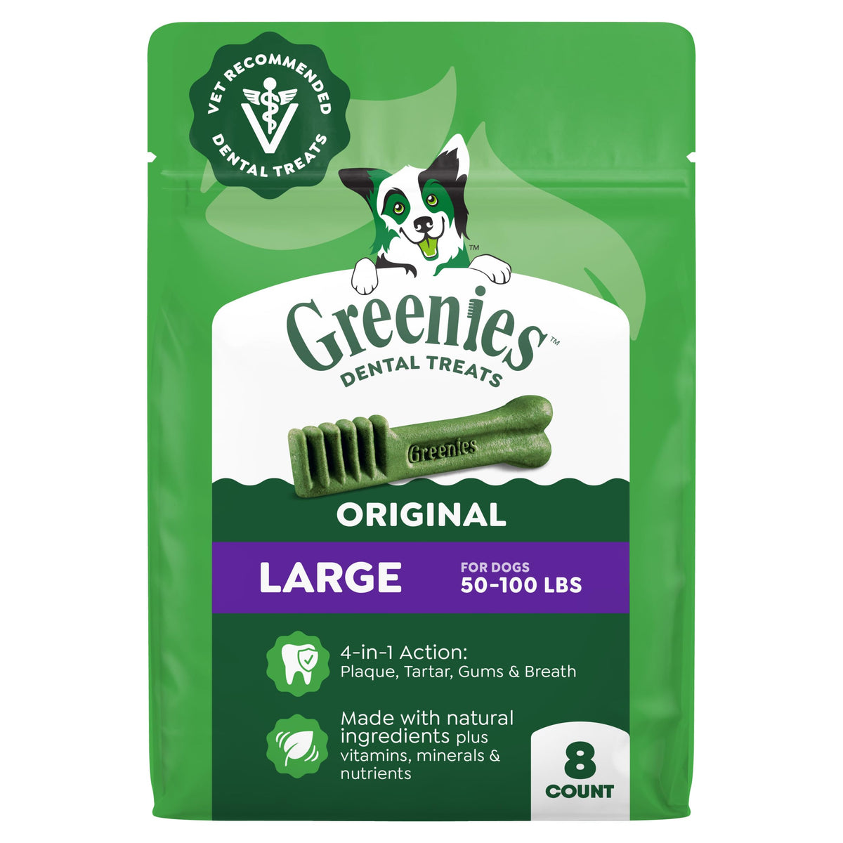 Greenies Large Natural Dental Dog Treats, Original Flavor, 17 Count