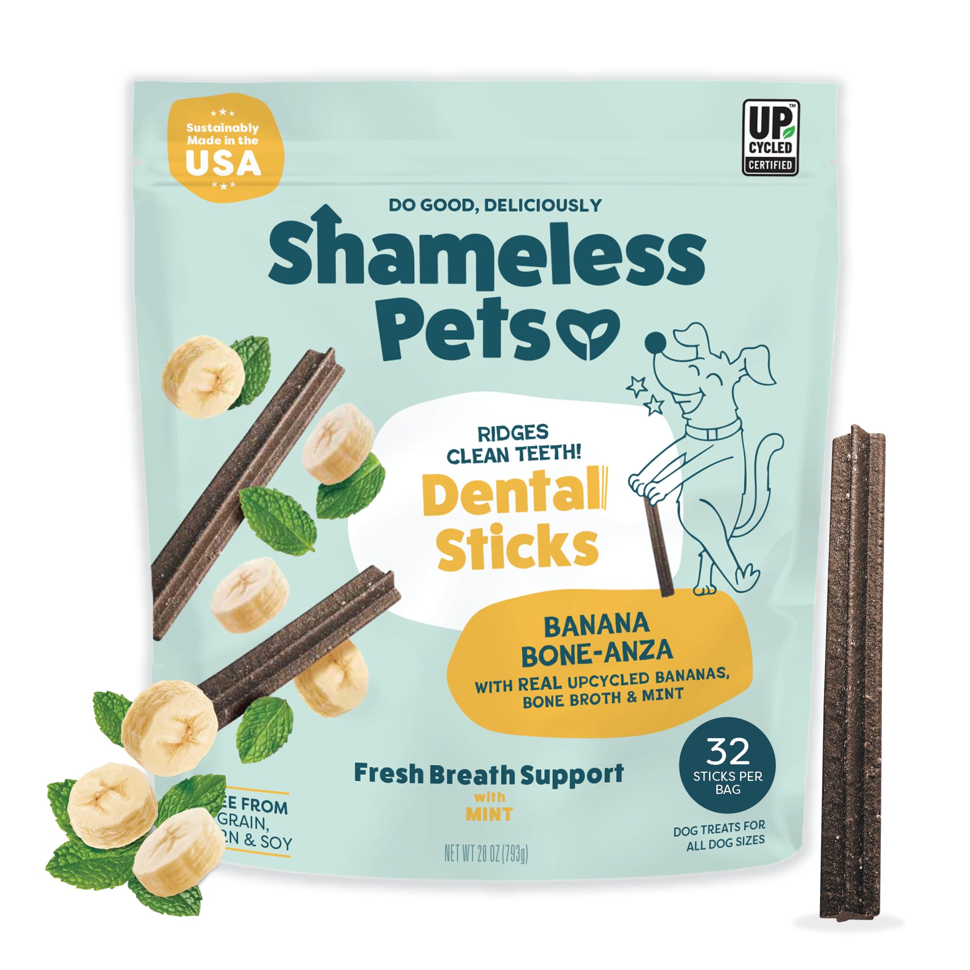 Shameless Pets Blueberry & Mint Dental Chews for Dogs, 8 Chews
