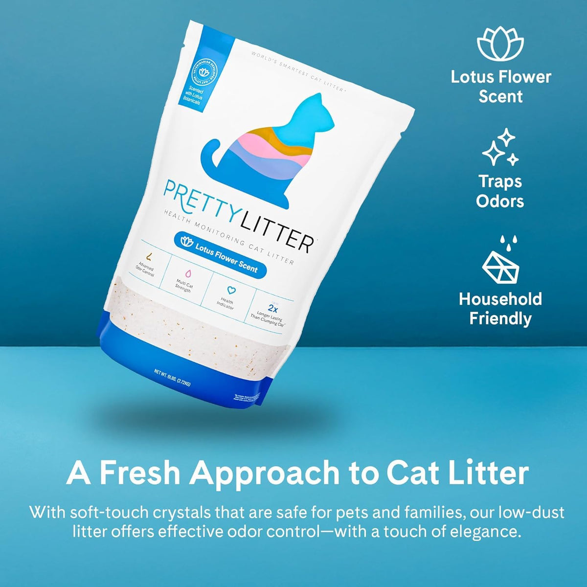 PrettyLitter Health Monitoring Cat Litter, Unscented, 6 lb. Bag