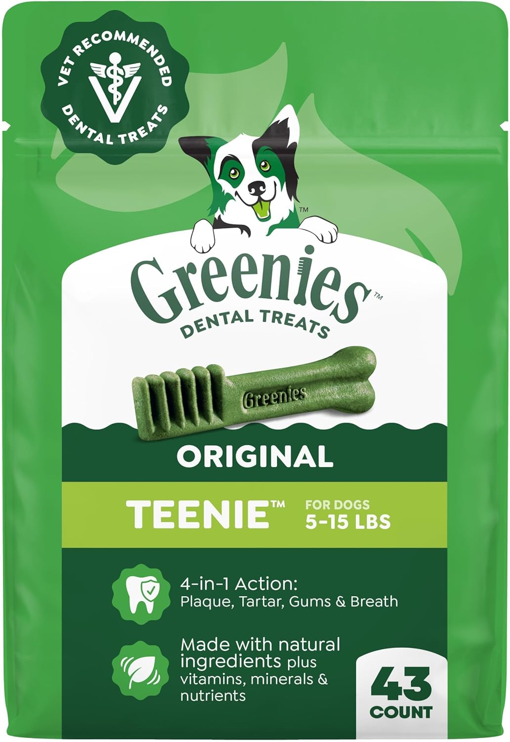 Greenies Teenie Original Natural Dental Dog Treats, Chicken, 130 Count