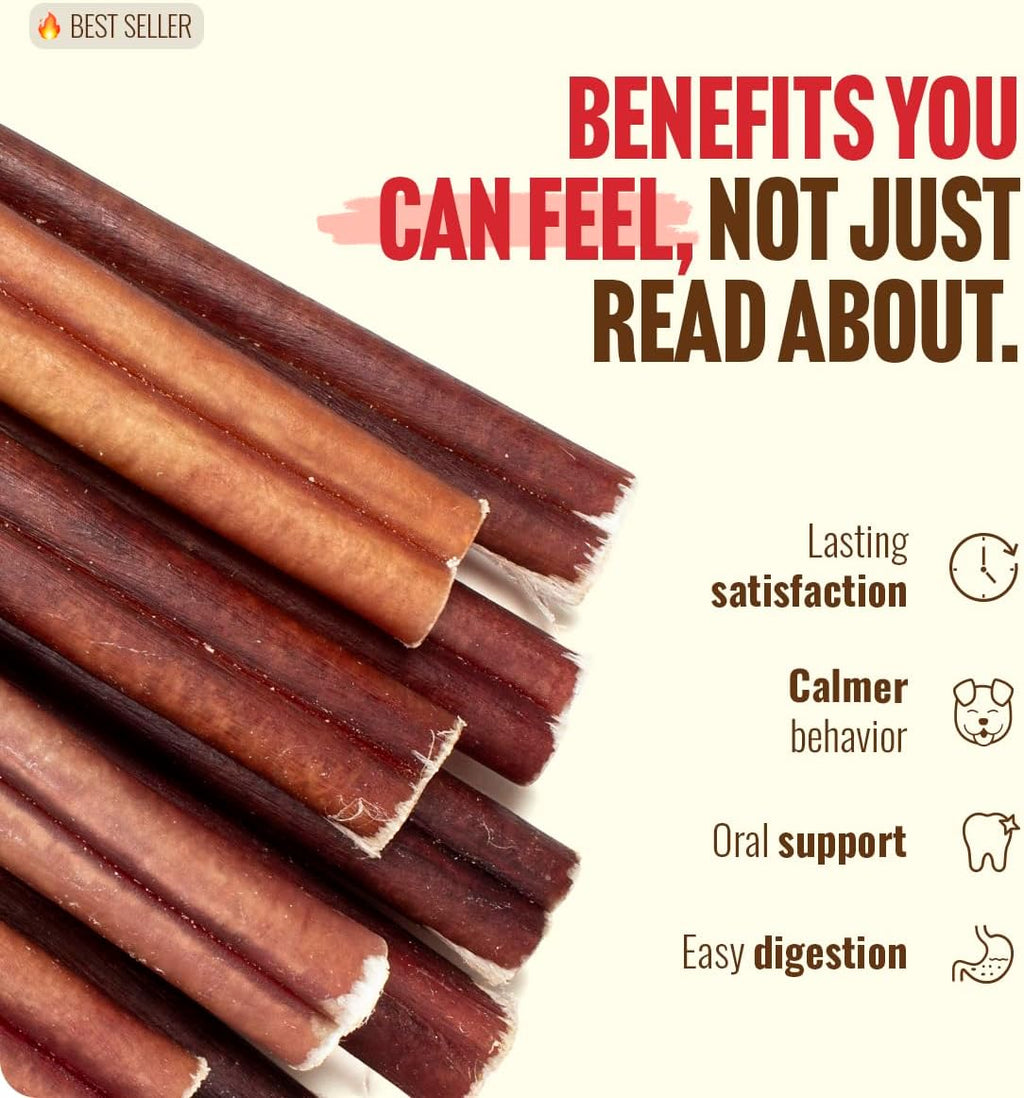 Natural Farm Odor-Free Bully Sticks (6 Inch, 25 count),1.3 lb. Bag, Fully Digestible 100% Beef Pizzle Chews,Grass-Fed, Non-GMO,Grain-Free, Natural Long-Lasting Chews for Small & Large Dogs. Pack of 25