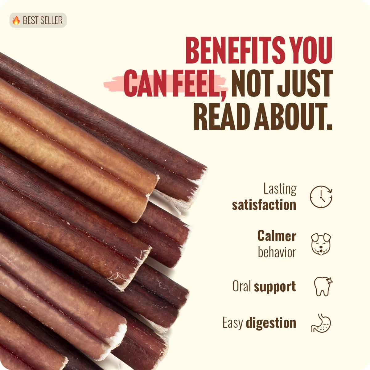 Natural Farm Odor-Free Bully Sticks (6 Inch, 25 count),1.3 lb. Bag, Fully Digestible 100% Beef Pizzle Chews,Grass-Fed, Non-GMO,Grain-Free, Natural Long-Lasting Chews for Small & Large Dogs. Pack of 25
