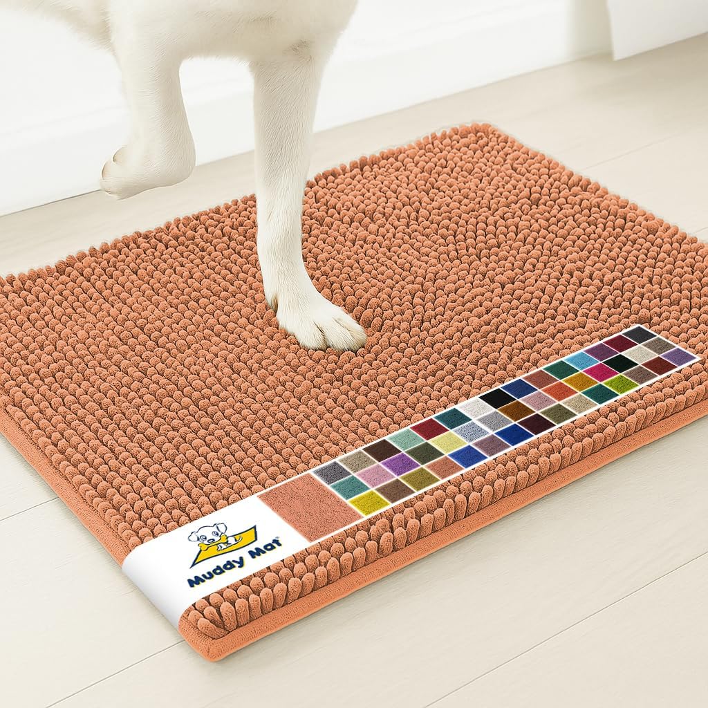 Muddy Mat® | Super Water Absorbent Door Mat Indoor, Microfiber Quick Dry Chenille Entryway Rug, Slip Resistant Front Door Mat, Indoor Mats for Entryway, Machine Washable Pet Rug, Grey 30"x19"