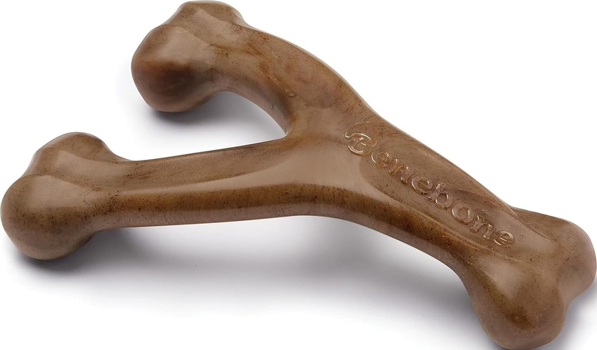 Benebone Wishbone Durable Dog Chew Toy for Aggressive Chewers, Real Bacon, Made in USA, Medium