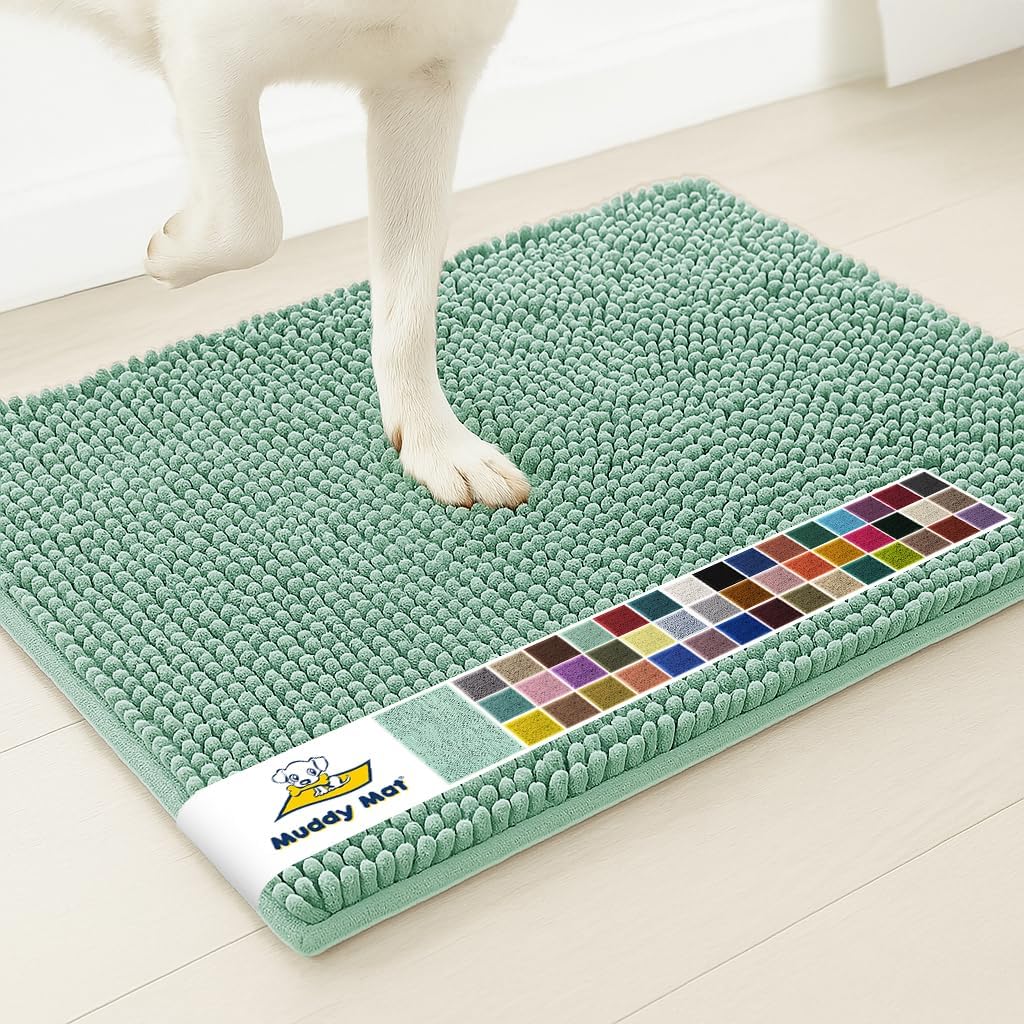 Muddy Mat® | Super Water Absorbent Door Mat Indoor, Microfiber Quick Dry Chenille Entryway Rug, Slip Resistant Front Door Mat, Indoor Mats for Entryway, Machine Washable Pet Rug, Grey 30"x19"