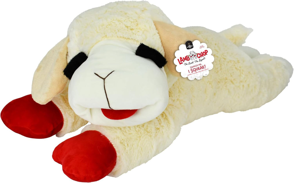 Multipet Lamb Chop Dog Plush Toy - Squeaky Toy for All Dogs - Extra Soft Plush - Stuffed Animal Dog Toy for Cuddling & Playing - Cute Pet Toy (6", Cream)
