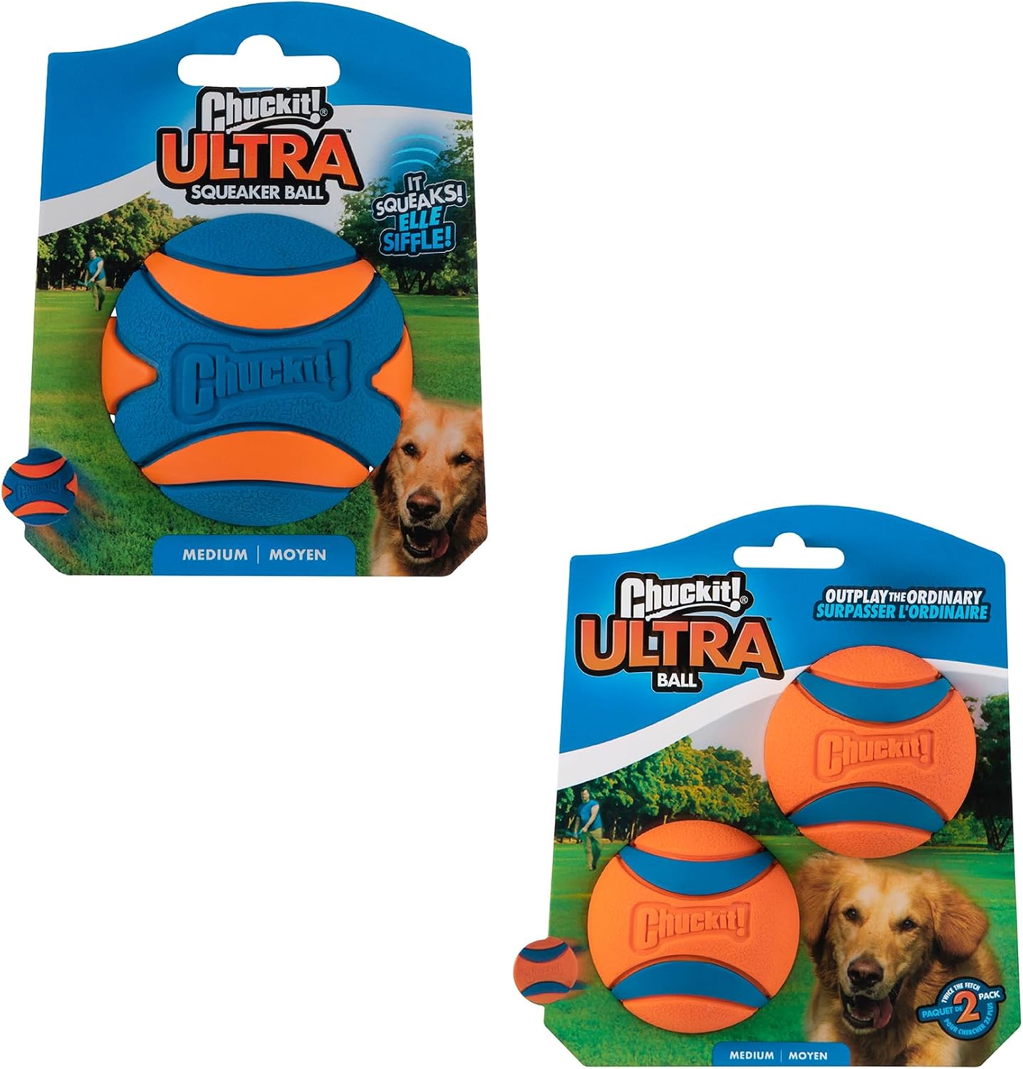 Chuckit! Ultra Ball Dog Toy, Durable Rubber, Medium 2.5-in, 2 Pack
