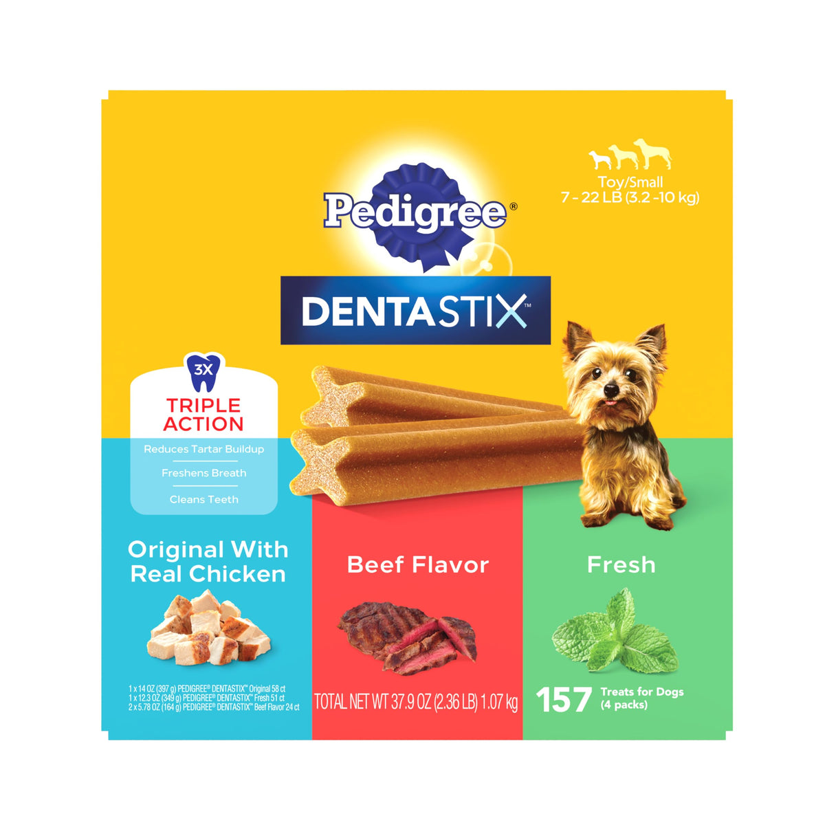 Pedigree Dentastix Small & Toy Breed Dental Dog Treats, Fresh, 102 Count
