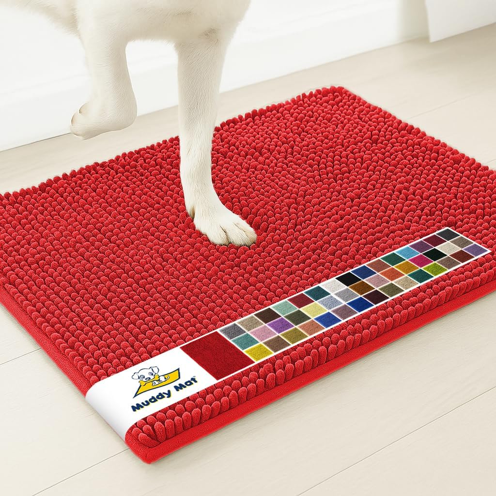 Muddy Mat® | Super Water Absorbent Door Mat Indoor, Microfiber Quick Dry Chenille Entryway Rug, Slip Resistant Front Door Mat, Indoor Mats for Entryway, Machine Washable Pet Rug, Grey 30"x19"