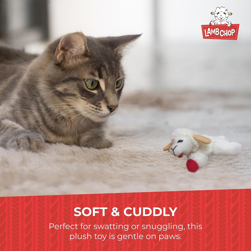 Multipet Lamb Chop Dog Plush Toy - Squeaky Toy for All Dogs - Extra Soft Plush - Stuffed Animal Dog Toy for Cuddling & Playing - Cute Pet Toy (6", Cream)