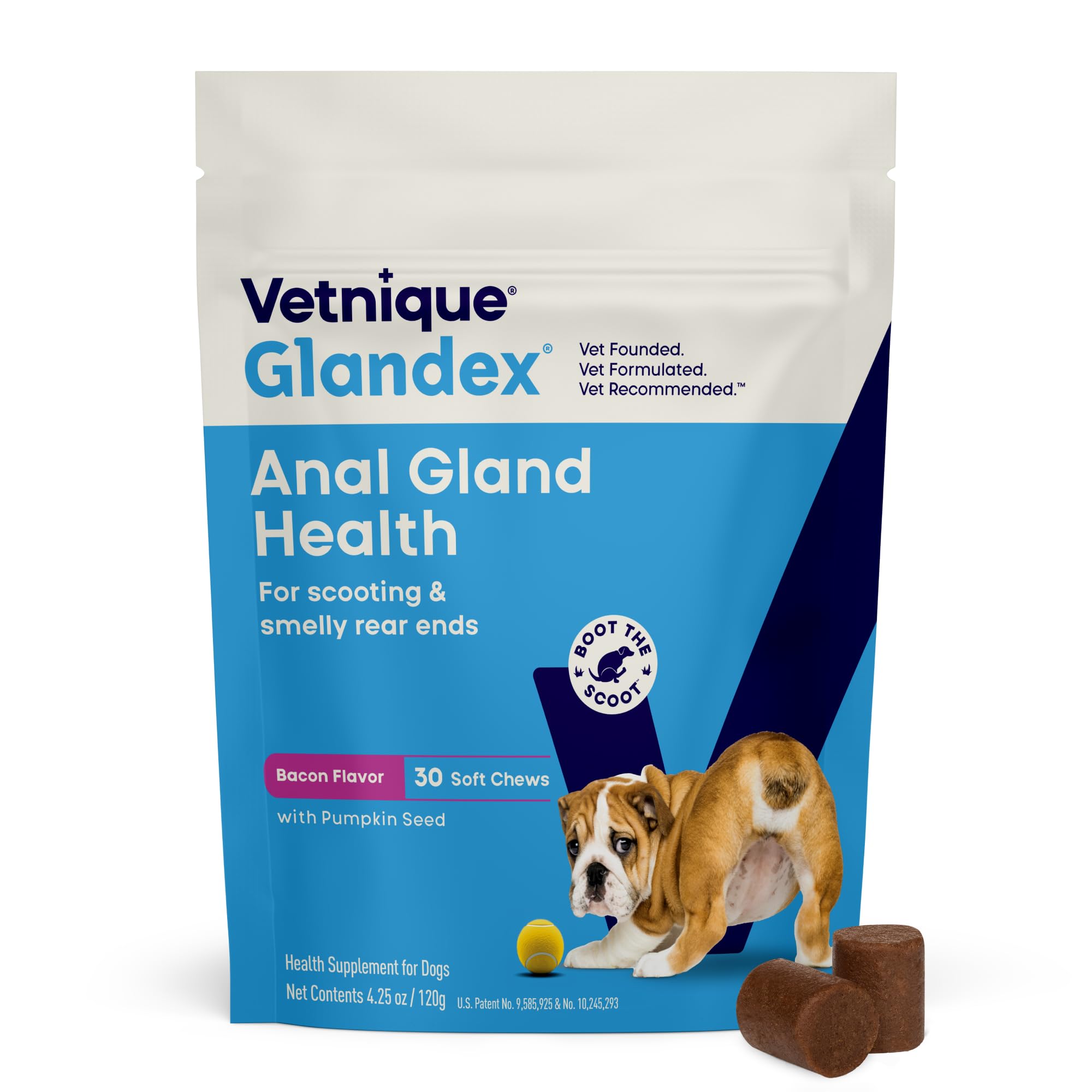 Vetnique Glandex for Dogs Anal Gland Chews 120ct Pumpkin, Digestive Enzymes