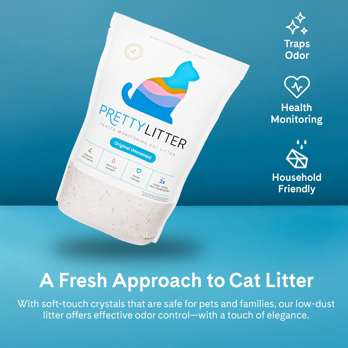 PrettyLitter Health Monitoring Cat Litter, Unscented, 6 lb. Bag