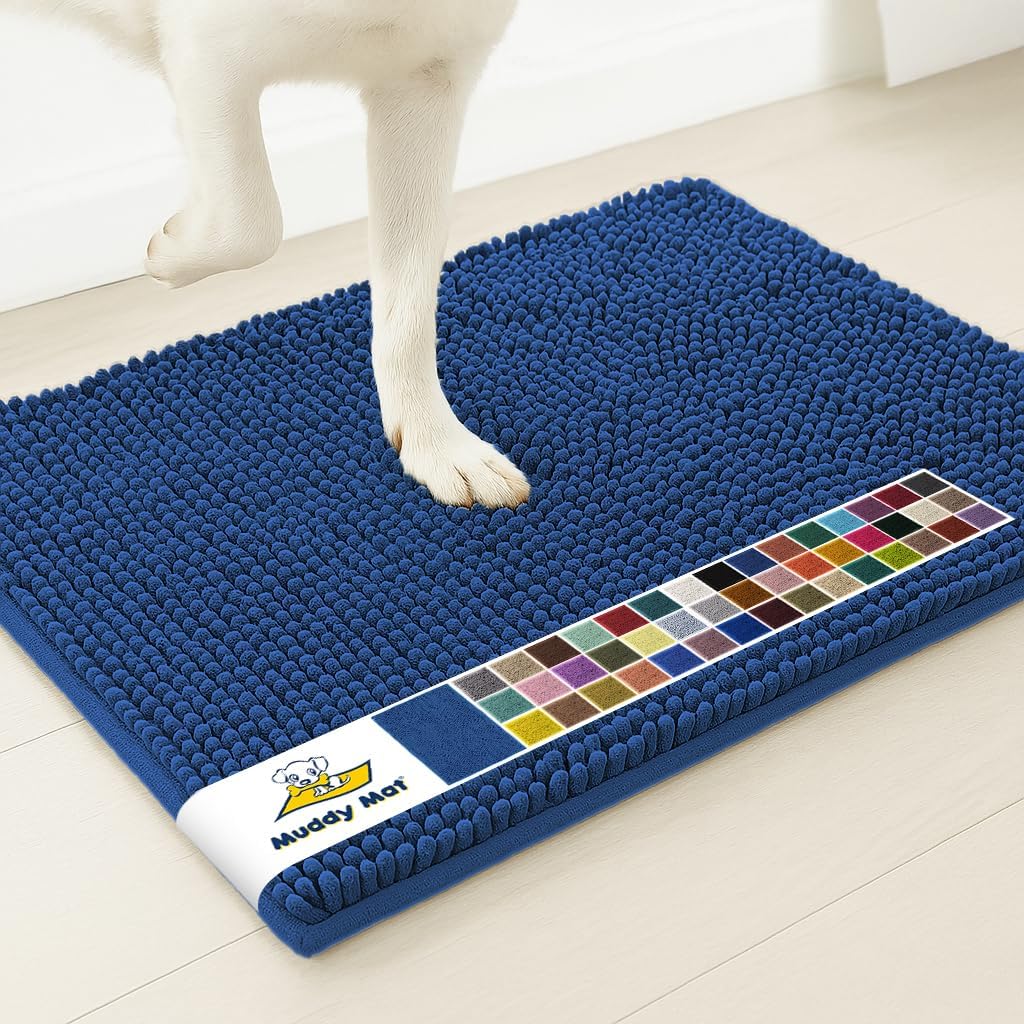 Muddy Mat® | Super Water Absorbent Door Mat Indoor, Microfiber Quick Dry Chenille Entryway Rug, Slip Resistant Front Door Mat, Indoor Mats for Entryway, Machine Washable Pet Rug, Grey 30"x19"