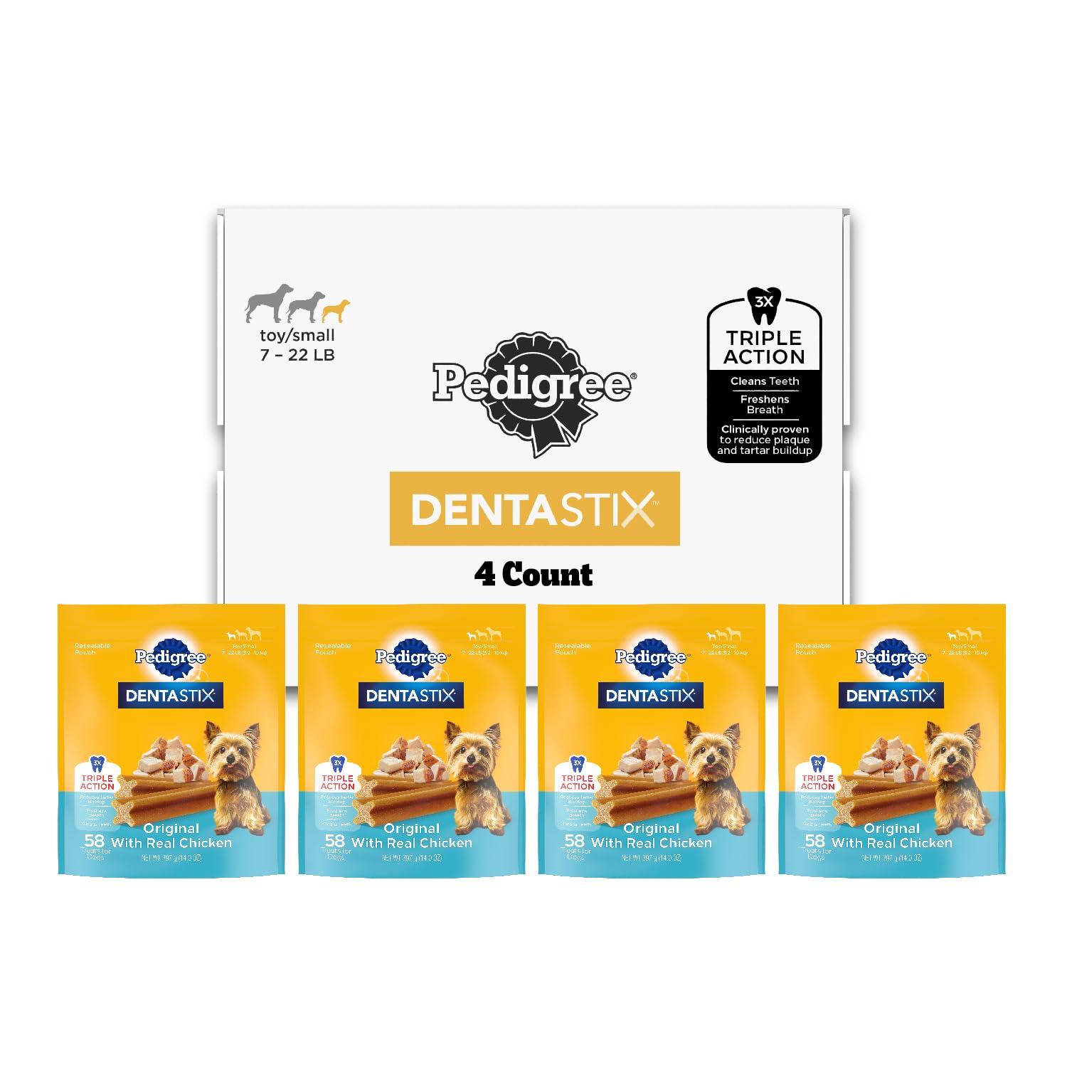 Pedigree Dentastix Small & Toy Breed Dental Dog Treats, Fresh, 102 Count