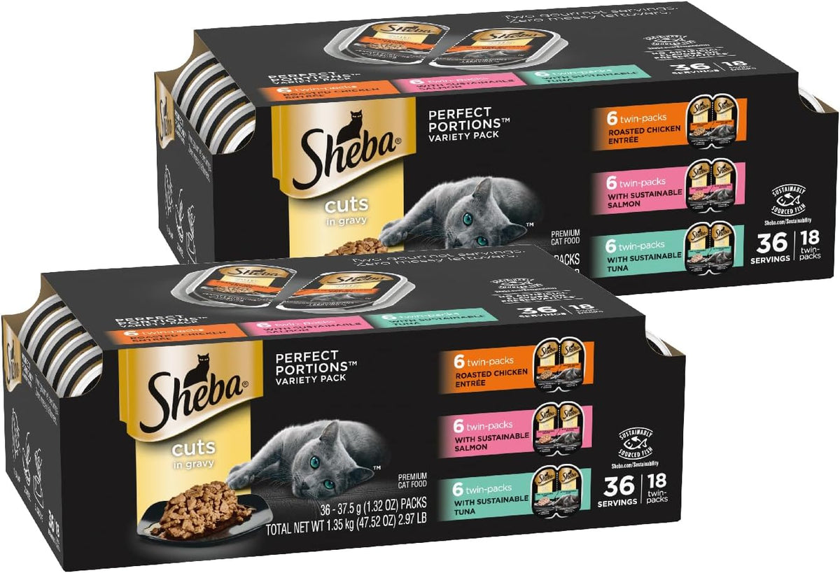 Sheba Perfect Portions Cuts Wet Cat Food, Multipack, 2.6 oz, 24 ct