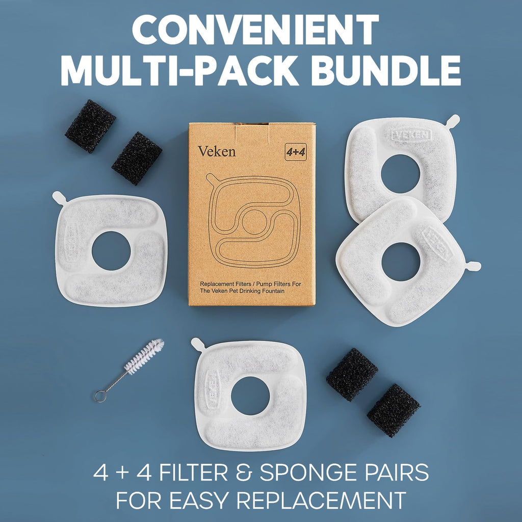 Veken Cat Water Fountain Filters, 8 Pack Replacement Filters