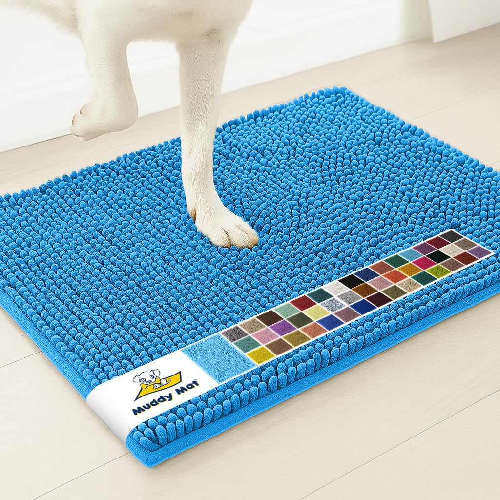 Muddy Mat® | Super Water Absorbent Door Mat Indoor, Microfiber Quick Dry Chenille Entryway Rug, Slip Resistant Front Door Mat, Indoor Mats for Entryway, Machine Washable Pet Rug, Grey 30"x19"