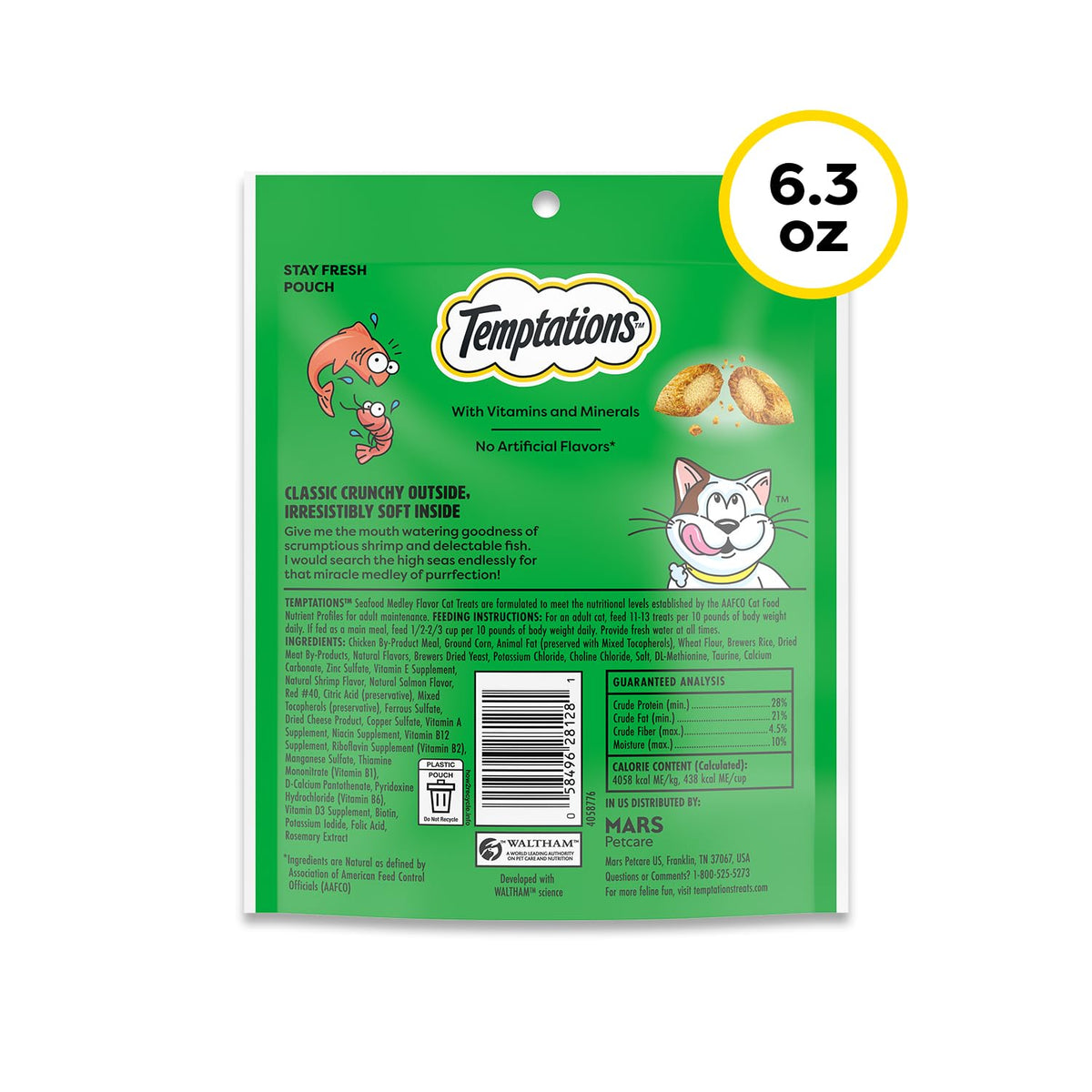 Temptations Classic Crunchy and Soft Cat Treats, Seafood Medley, 16 oz
