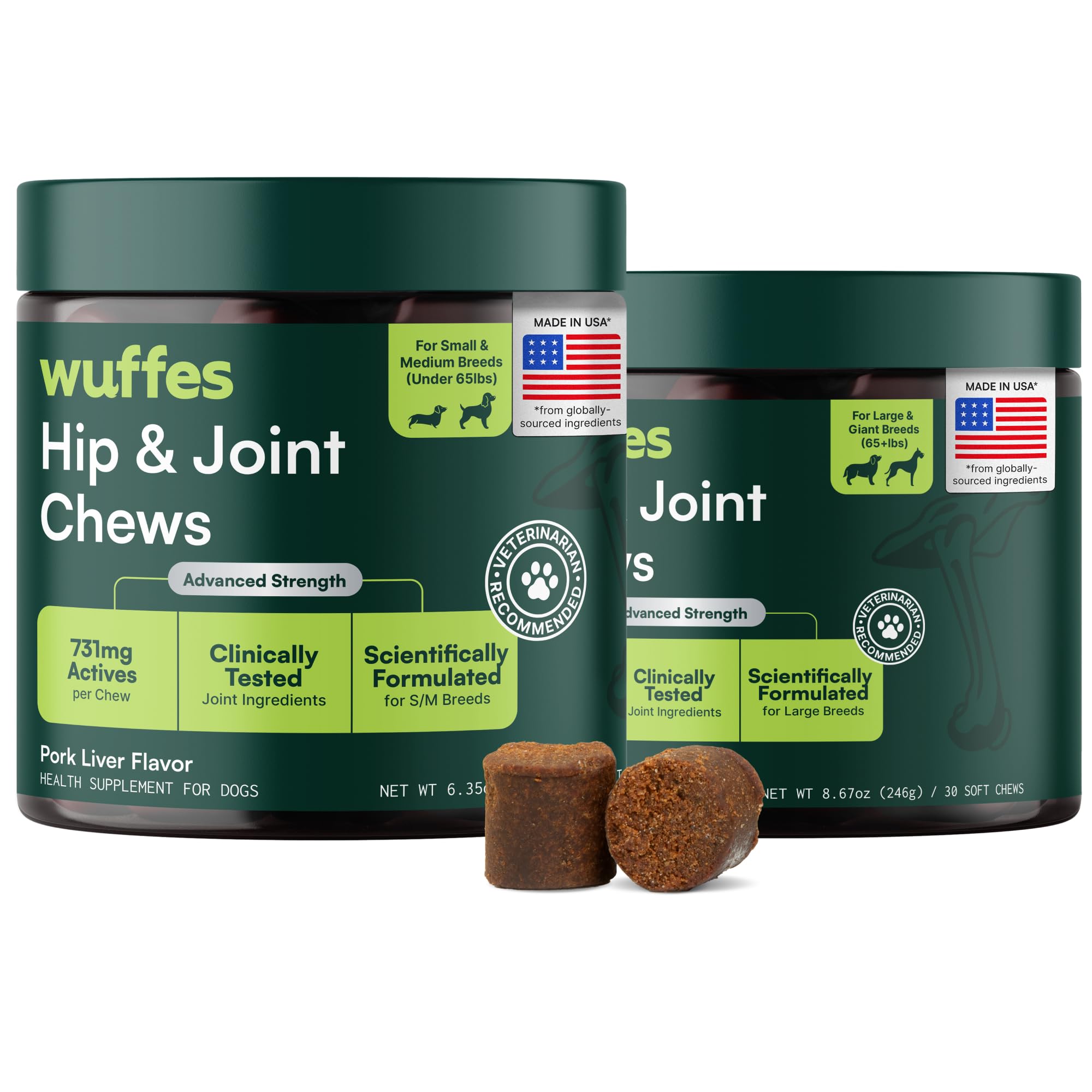 Wuffes Advanced Hip & Joint Chews for Small & Medium Dogs, Vet Recommended