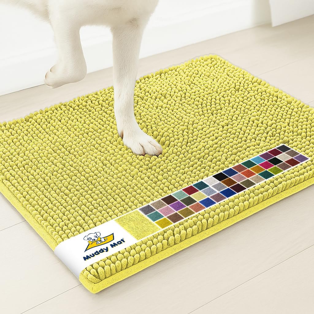 Muddy Mat® | Super Water Absorbent Door Mat Indoor, Microfiber Quick Dry Chenille Entryway Rug, Slip Resistant Front Door Mat, Indoor Mats for Entryway, Machine Washable Pet Rug, Grey 30"x19"