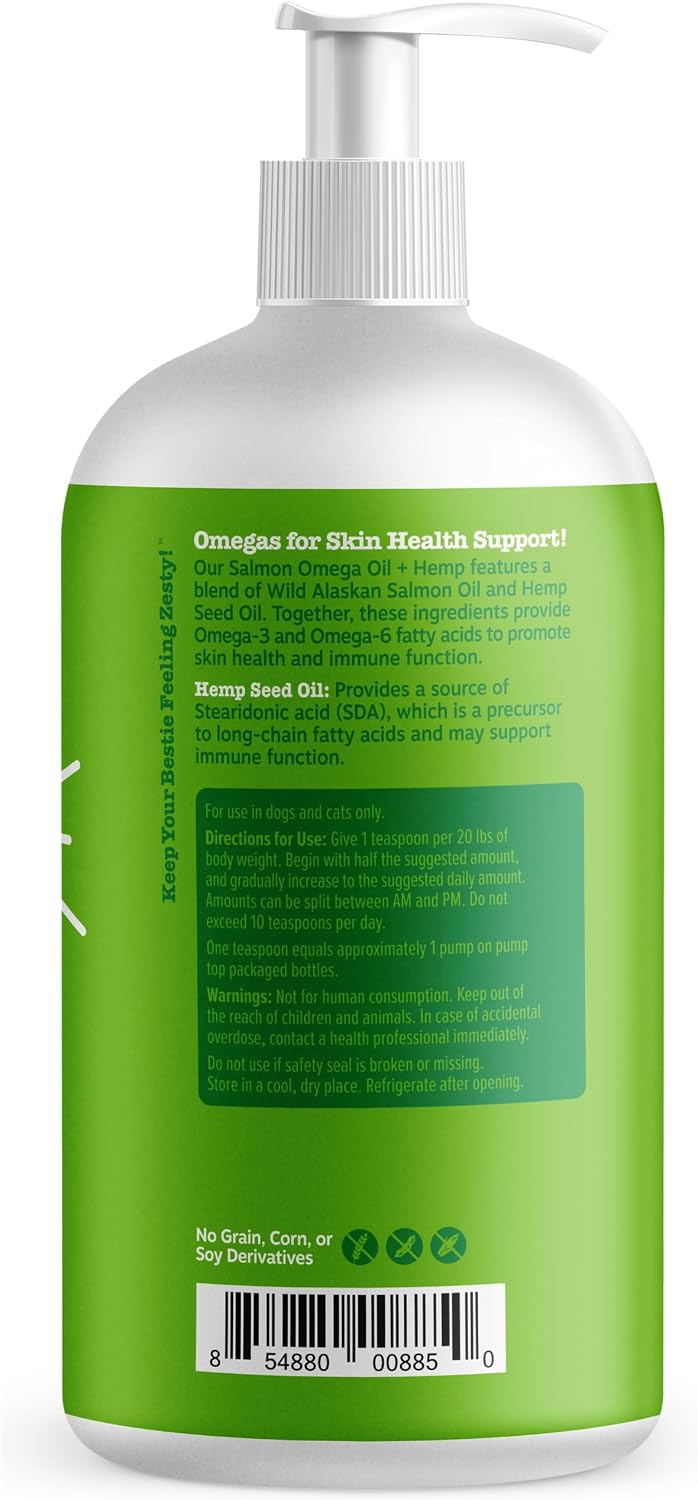 Zesty Paws Salmon Oil for Dogs & Cats - Omega 3 for Dogs 8.5oz
