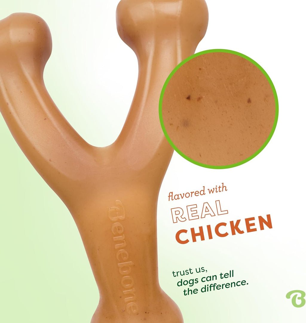 Benebone Wishbone Durable Dog Chew Toy for Aggressive Chewers, Real Bacon, Made in USA, Medium
