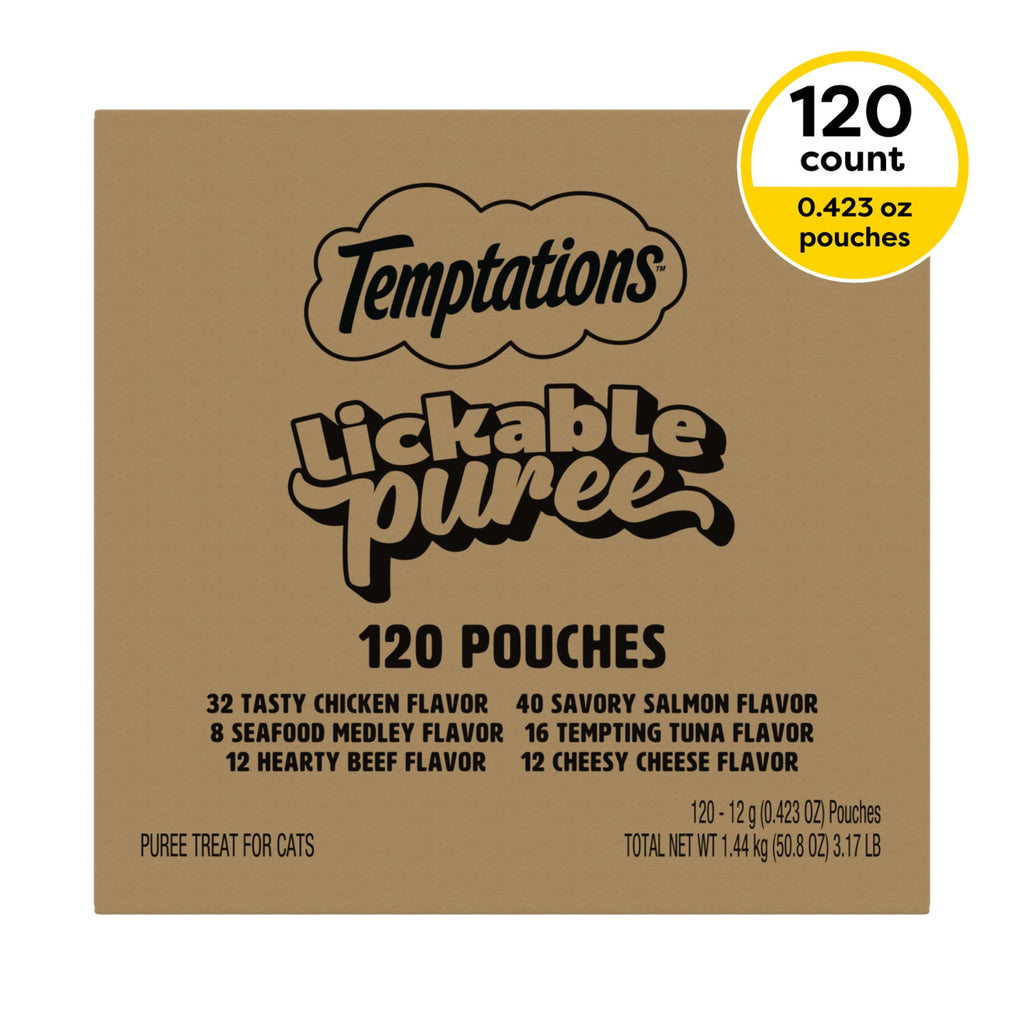 Temptations Creamy Puree Lickable Cat Treats, Beef Liver, 16 Count