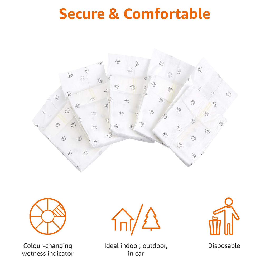 Amazon Basics Absorbent, Leakproof Male Dog Wrap Disposable Diapers with Wetness Indicator, Breathable, Small, White, 50-Pack