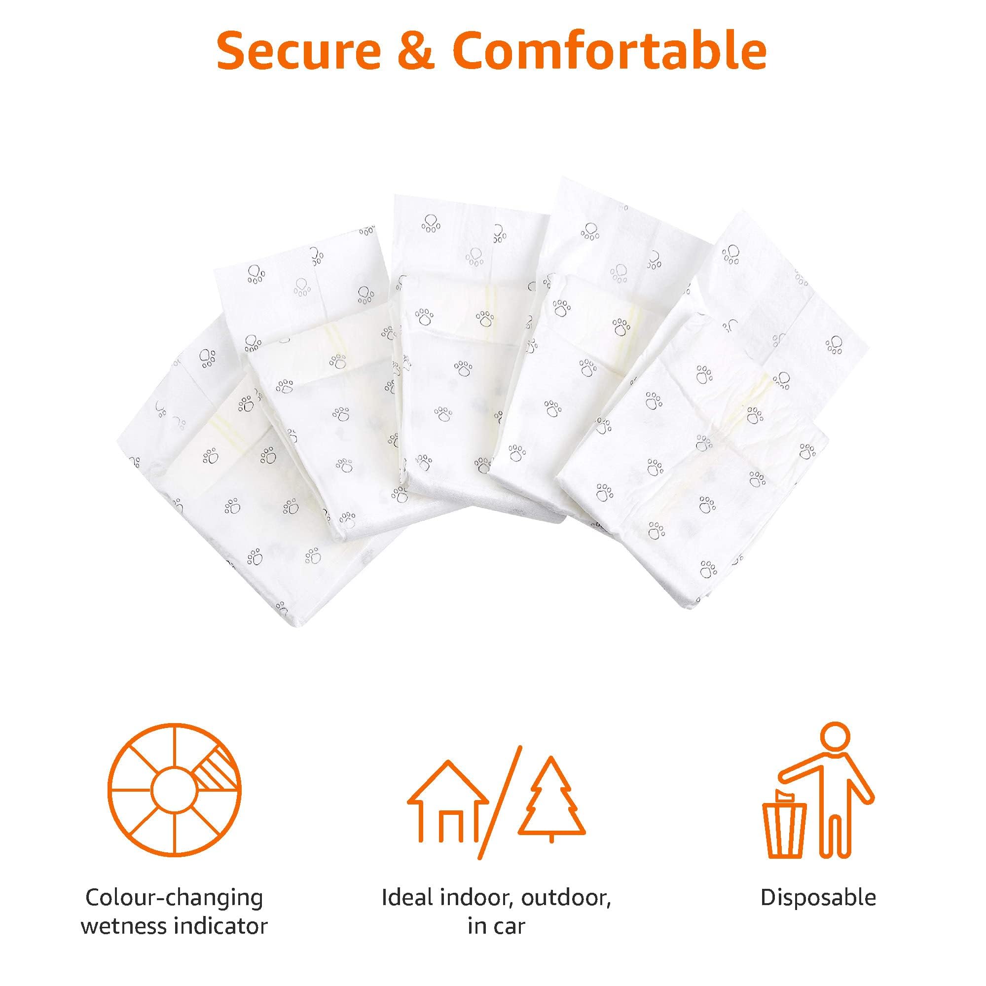 Amazon Basics Absorbent, Leakproof Male Dog Wrap Disposable Diapers with Wetness Indicator, Breathable, Small, White, 50-Pack