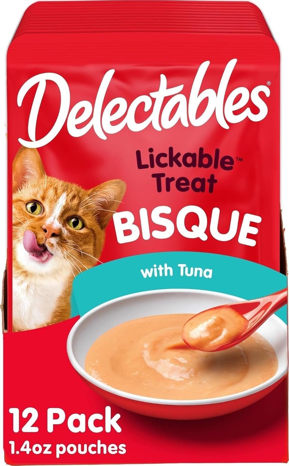 Delectables Lickable Treat Bisque Wet Cat Treat Variety Pack, Food Topper, Hydrating, Grain-Free, No Fillers, No By-Products, No Added Preservatives, 1.4oz Pouch, 30ct