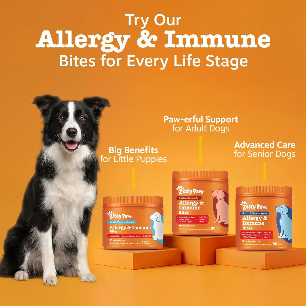 Zesty Paws Dog Allergy Chews - Dog Allergy Relief, Lamb, 90 Ct