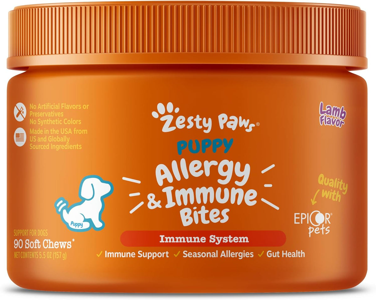 Zesty Paws Dog Allergy Chews - Dog Allergy Relief, Lamb, 90 Ct