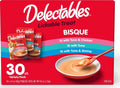 Delectables Lickable Treat Bisque Wet Cat Treat Variety Pack, Food Topper, Hydrating, Grain-Free, No Fillers, No By-Products, No Added Preservatives, 1.4oz Pouch, 30ct