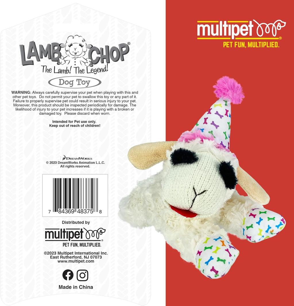 Multipet Lamb Chop Dog Plush Toy - Squeaky Toy for All Dogs - Extra Soft Plush - Stuffed Animal Dog Toy for Cuddling & Playing - Cute Pet Toy (6", Cream)